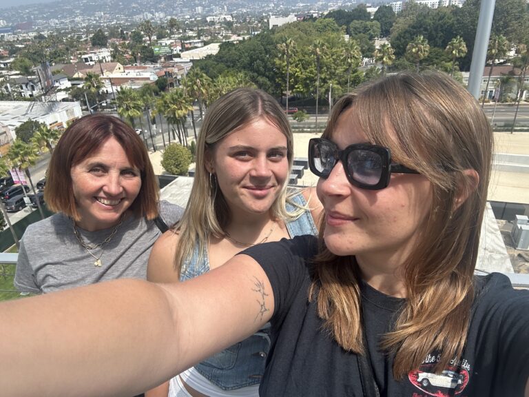 Me and my two daughters at the top of the Academy Museum.